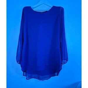 Black Label by Chico's Womens Layered Open Sleeve Woven Blouse Size 2 Purple New